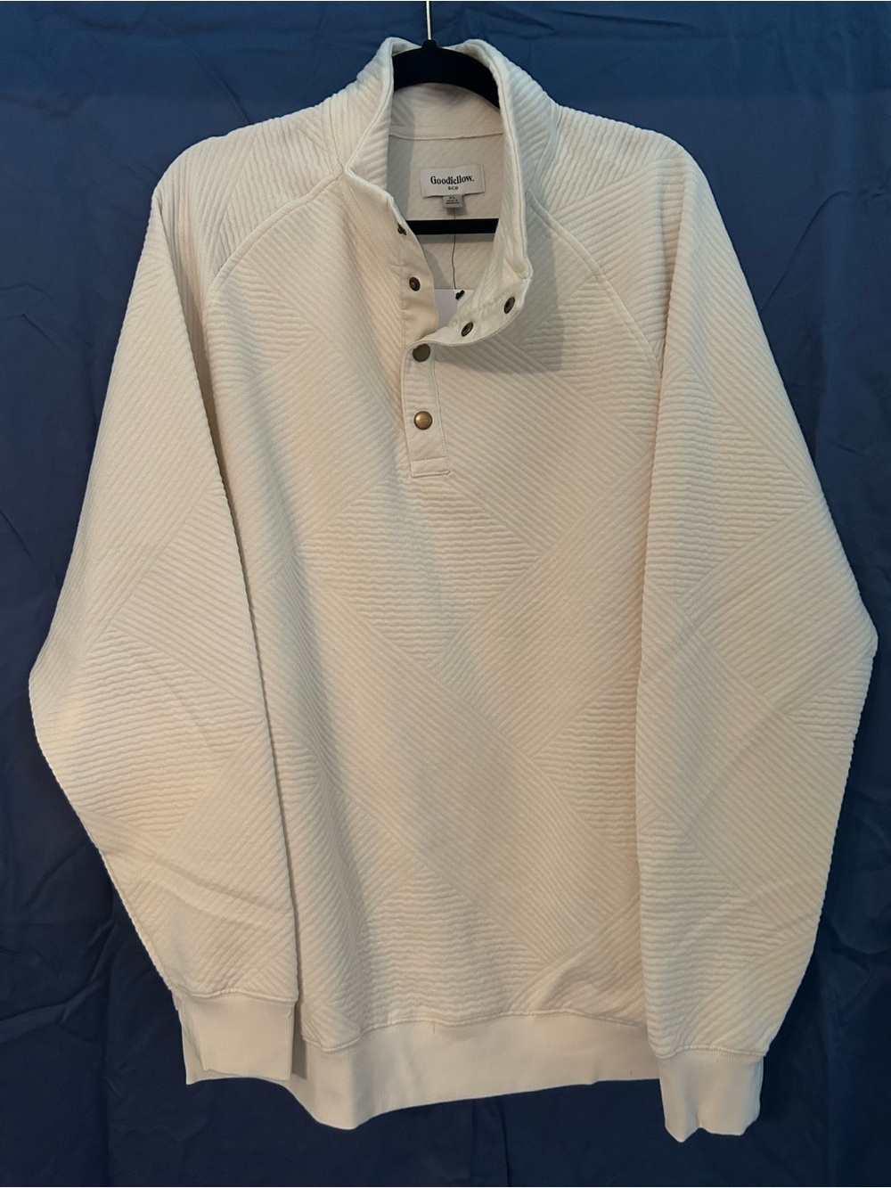 Goodfellow & Co Cream Quilted Snap-Button Pullover Jacket